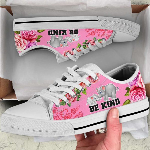 Stylish Elephant Be Kind Canvas Print Low Top Shoes: Trendy Fashion