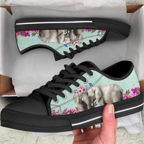 Elephant Flower Butterfly Low Top Shoes Canvas Print Lowtop Casual Shoes