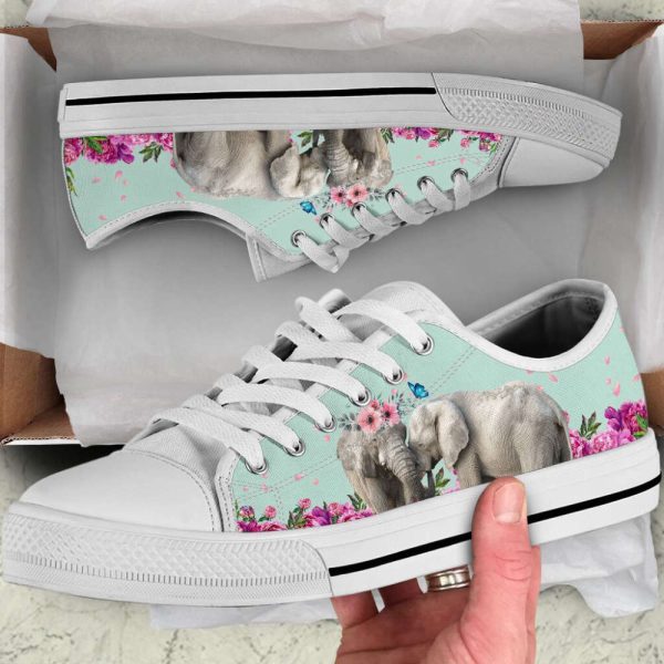 Elephant Flower Butterfly Low Top Shoes Canvas Print Lowtop Casual Shoes