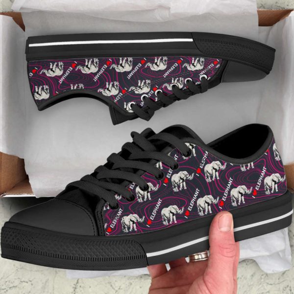 Elephant Lines Canvas Print Shoes: Low Top Casual Gift for Adults