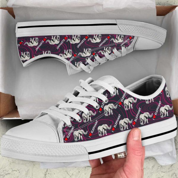 Elephant Lines Canvas Print Shoes: Low Top Casual Gift for Adults