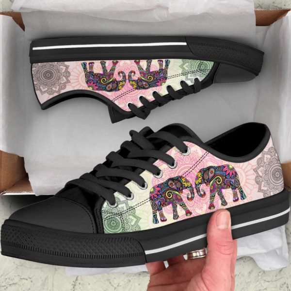 Stunning Elephant Mandala Flower Canvas Print Shoes – Trendy Fashion