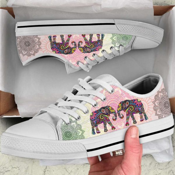 Stunning Elephant Mandala Flower Canvas Print Shoes – Trendy Fashion