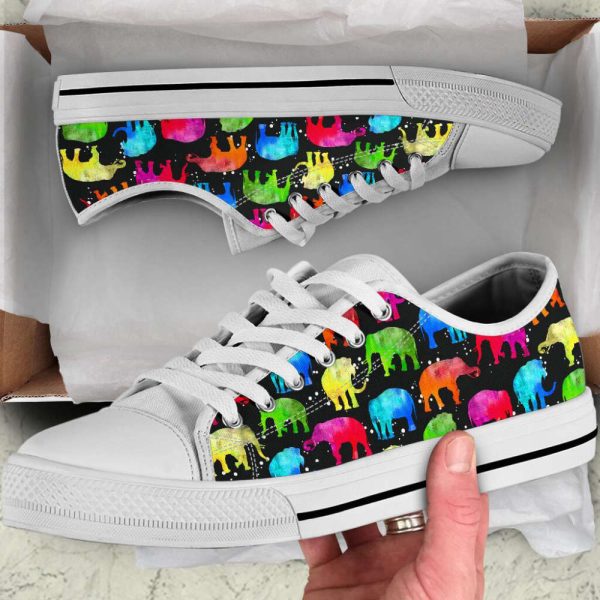 Elephant Painting Pattern Low Top Shoes Canvas Print Lowtop Casual Shoes