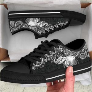 elephant paisley black white low top shoes canvas print lowtop casual shoes gift for adults 1.jpeg