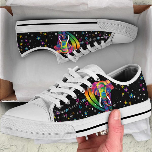Elephant Rainbow Color Canvas Print Lowtop Shoes: Stylish Casual