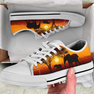 Elephant Sunset Low Top Shoes Canvas…
