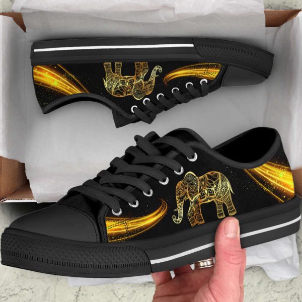 Golden Light Elephant Canvas Print Lowtop Shoes: Stylish & Comfortable