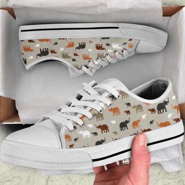 Elephants Pattern Low Top Canvas Print Shoes – Comfortable Footwear