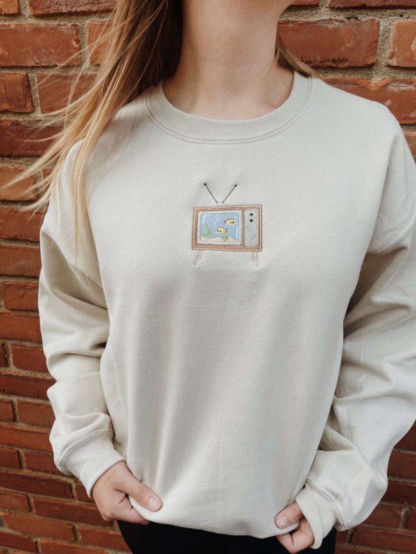 Embroidered Aquarium TV Sweatshirt, Best Gift For Christmas 2023