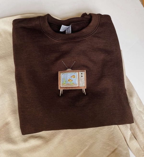 Embroidered Aquarium TV Sweatshirt, Best Gift For Christmas 2023