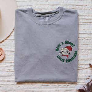 Embroidered Cat Christmas Sweatshirt, Have A…