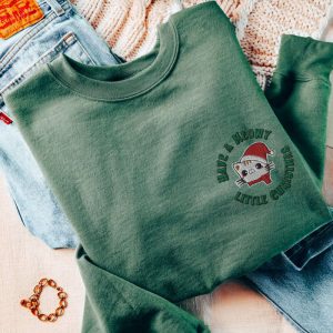 embroidered cat christmas sweatshirt have a meowy little christmas embroidery sweater catmas christmas crewneck xmas gift for cat lovers 1.jpeg