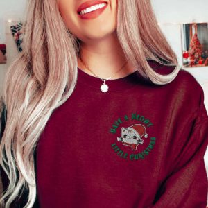 embroidered cat christmas sweatshirt have a meowy little christmas embroidery sweater catmas christmas crewneck xmas gift for cat lovers 3.jpeg