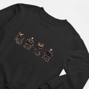 embroidered christmas black cat sweatshirt meowy christmas shirt christmas lights cat shirt christmas gifts for cat lovers christmas cat 3.jpeg