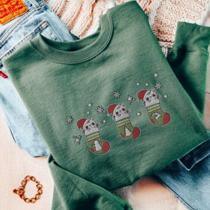 embroidered christmas cat stockings sweatshirt cute cat xmas crewneck winter holiday cat sweater cat lover gift meowy christmas pullover 2.jpeg