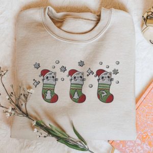 embroidered christmas cat stockings sweatshirt cute cat xmas crewneck winter holiday cat sweater cat lover gift meowy christmas pullover.jpeg