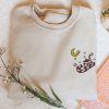 Embroidered Christmas Cat Sweatshirt, Cute Xmas Kitten Sweater, For Cat Lover