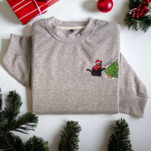 embroidered christmas cat sweatshirt embroidered black cat christmas sweater crewneck women christmas shirt ugly christmas sweater hoodie 2.jpeg