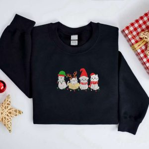 embroidered christmas cat sweatshirt meowy santa christmas sweater for family.jpeg