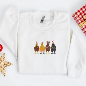 embroidered christmas chickens sweatshirt chicken farm sweater for family 1.jpeg