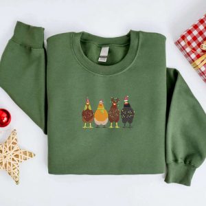 embroidered christmas chickens sweatshirt chicken farm sweater for family 2.jpeg