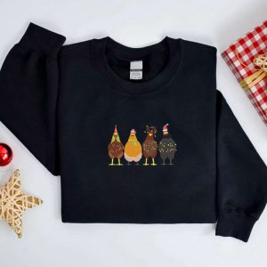 embroidered christmas chickens sweatshirt chicken farm sweater for family 3.jpeg