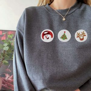 embroidered christmas cookies sweatshirt santa reindeer crewneck for christmas 1 3.jpeg