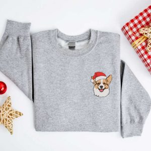 embroidered christmas corgi dog sweatshirt embroidered sweater for family 1.jpeg