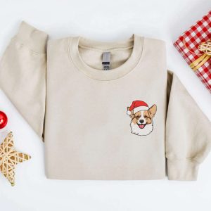 embroidered christmas corgi dog sweatshirt embroidered sweater for family 2.jpeg