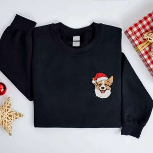 embroidered christmas corgi dog sweatshirt embroidered sweater for family 3.jpeg