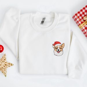 embroidered christmas corgi dog sweatshirt embroidered sweater for family 4.jpeg