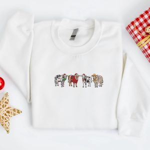 embroidered christmas cow sweatshirt embroidered cows sweater for christmas 1.jpeg