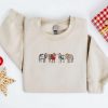 Embroidered Christmas Cow Sweatshirt, Embroidered Cows Sweater For Christmas