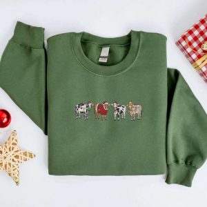 embroidered christmas cow sweatshirt embroidered cows sweater for christmas 3.jpeg