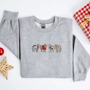 embroidered christmas cow sweatshirt embroidered cows sweater for christmas 4.jpeg