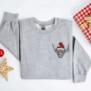 embroidered christmas cow sweatshirt embroidered highland cow santa christmas sweater crewneck women christmas sweatshirt ugly christmas 1.jpeg