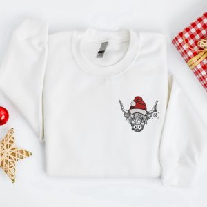 embroidered christmas cow sweatshirt embroidered highland cow santa christmas sweater crewneck women christmas sweatshirt ugly christmas 3.jpeg