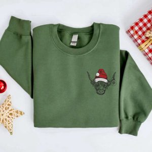 embroidered christmas cow sweatshirt embroidered highland cow santa christmas sweater crewneck women christmas sweatshirt ugly christmas 4.jpeg