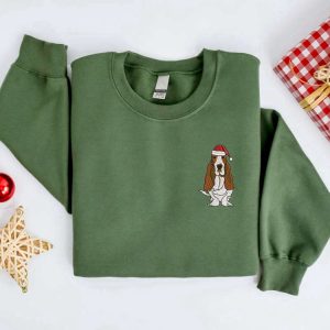 embroidered christmas dog sweatshirt embroidered basset hound dog christmas sweater crewneck women christmas sweatshirt ugly christmas.jpeg