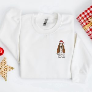 embroidered christmas dog sweatshirt embroidered basset hound dog christmas sweater crewneck women christmas sweatshirt ugly christmas 5.jpeg