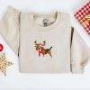 Embroidered Christmas Dog Sweatshirt, Beagle Dog Christmas Sweatshirt For Family