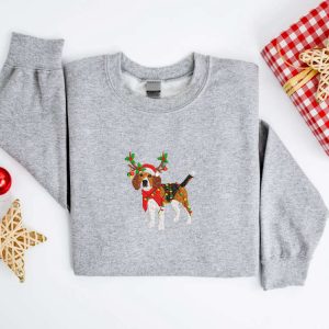 embroidered christmas dog sweatshirt embroidered beagle dog christmas sweatshirt women christmas sweatshirt christmas crewneck sweater shirt 3.jpeg