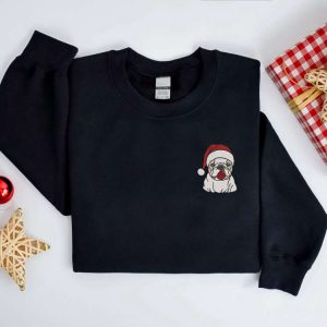 embroidered christmas dog sweatshirt embroidered bulldog santa christmas sweater crewneck women christmas sweatshirt ugly christmas sweater 3.jpeg