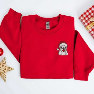 embroidered christmas dog sweatshirt embroidered bulldog santa christmas sweater crewneck women christmas sweatshirt ugly christmas sweater 4.jpeg