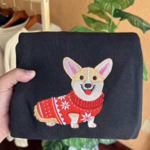 embroidered christmas dog sweatshirt embroidered corgi dog christmas sweater crewneck women christmas sweatshirt ugly christmas xmas corgi.jpeg