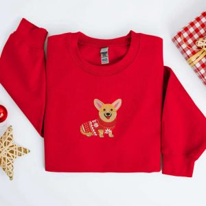 embroidered christmas dog sweatshirt embroidered corgi dog christmas sweatshirt women christmas sweatshirt christmas crewneck sweater shirt 2.jpeg