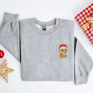 embroidered christmas dog sweatshirt embroidered corgi santa dog christmas sweater crewneck women christmas sweatshirt ugly christmas shirt 2.jpeg