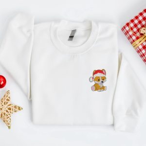 embroidered christmas dog sweatshirt embroidered corgi santa dog christmas sweater crewneck women christmas sweatshirt ugly christmas shirt 3.jpeg