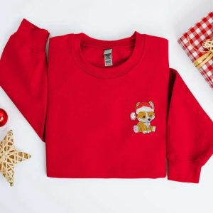 embroidered christmas dog sweatshirt embroidered corgi santa dog christmas sweater crewneck women christmas sweatshirt ugly christmas shirt 5.jpeg